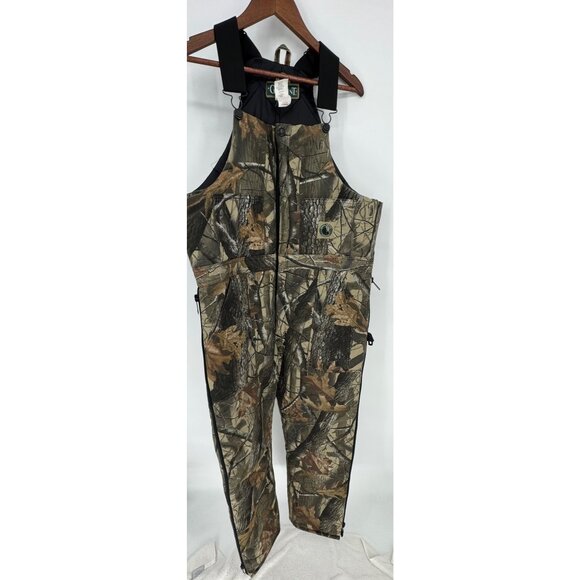 Hunters Camo Insulated Bib Overalls With Zippered Legs & Adjustable Straps - Picture 3 of 15